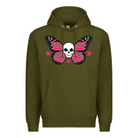 Army Green butterfly skull Premium Hoodie - linhVisuals