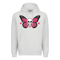 Dove Grey butterfly skull Premium Hoodie - linhVisuals