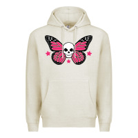 Oatmeal Heather butterfly skull Premium Hoodie - linhVisuals