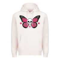Pale Pink butterfly skull Premium Hoodie - linhVisuals