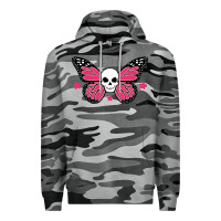 Slate Camo butterfly skull Premium Hoodie - linhVisuals