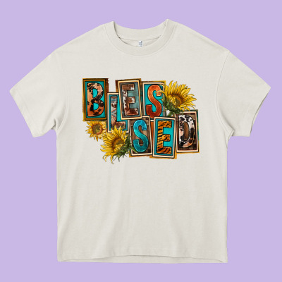 Western Blessed Heavy Core Tee Designed By Fadigitalartstudio