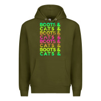 Army Green edm rave shirt  boots and cats gift Premium Hoodie - linhVisuals