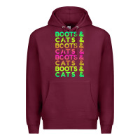 Burgundy edm rave shirt  boots and cats gift Premium Hoodie - linhVisuals