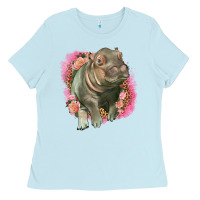 Baby Blue leopard baby hippo Ladies Tee - LillyAllenDesigns
