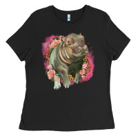 Black leopard baby hippo Ladies Tee - LillyAllenDesigns