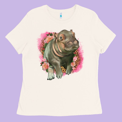 Leopard Baby Hippo Ladies Tee Designed By Lillyallendesigns