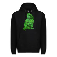 Black funny cannabis & cat lover marijuana weed smoker art t shirt Premium Hoodie - linhVisuals