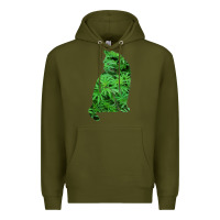 Army Green funny cannabis & cat lover marijuana weed smoker art t shirt Premium Hoodie - linhVisuals