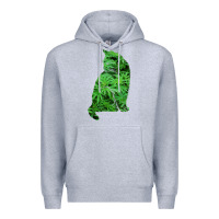 Heather Grey funny cannabis & cat lover marijuana weed smoker art t shirt Premium Hoodie - linhVisuals