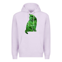 Lilac funny cannabis & cat lover marijuana weed smoker art t shirt Premium Hoodie - linhVisuals