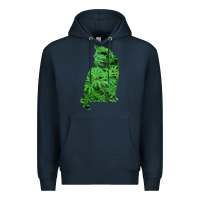 Navy funny cannabis & cat lover marijuana weed smoker art t shirt Premium Hoodie - linhVisuals
