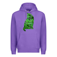 Purple funny cannabis & cat lover marijuana weed smoker art t shirt Premium Hoodie - linhVisuals
