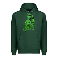 Sports Green funny cannabis & cat lover marijuana weed smoker art t shirt Premium Hoodie - linhVisuals