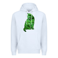 White funny cannabis & cat lover marijuana weed smoker art t shirt Premium Hoodie - linhVisuals