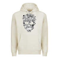 Oatmeal Heather funny pitbull skull dog skeleton halloween t shirt Premium Hoodie - linhVisuals
