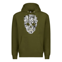 Army Green funny pitbull skull dog skeleton halloween t shirt Premium Hoodie - linhVisuals