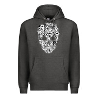 Charcoal Heather funny pitbull skull dog skeleton halloween t shirt Premium Hoodie - linhVisuals