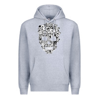 Heather Grey funny pitbull skull dog skeleton halloween t shirt Premium Hoodie - linhVisuals