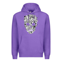 Purple funny pitbull skull dog skeleton halloween t shirt Premium Hoodie - linhVisuals