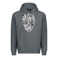 Rock funny pitbull skull dog skeleton halloween t shirt Premium Hoodie - linhVisuals