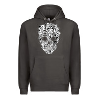 Smoke funny pitbull skull dog skeleton halloween t shirt Premium Hoodie - linhVisuals