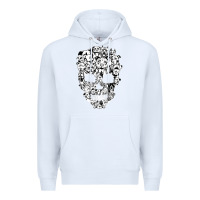White funny pitbull skull dog skeleton halloween t shirt Premium Hoodie - linhVisuals