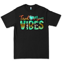 Black Tired Mom Vibes Premium Tee - CowhideDigitalArt