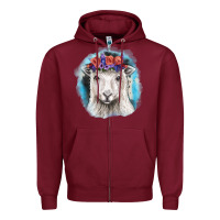 Burgundy Sunflower Sheep With Background Zipper Hoodie - RanaPortraitStore