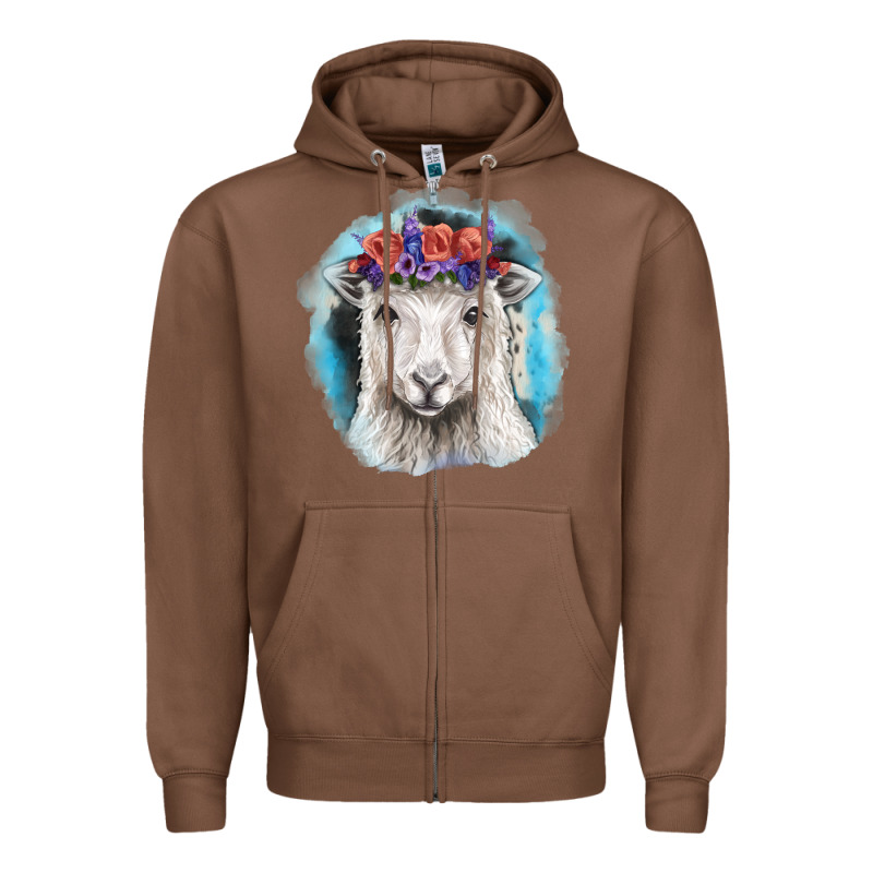 Sunflower Sheep With Background Zipper Hoodie by RanaPortraitStore | Teevron