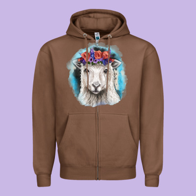 Sunflower Sheep With Background Zipper Hoodie Designed By Ranaportraitstore
