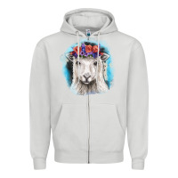 Dove Grey Sunflower Sheep With Background Zipper Hoodie - RanaPortraitStore