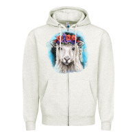 Oatmeal Heather Sunflower Sheep With Background Zipper Hoodie - RanaPortraitStore
