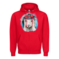 Red Sunflower Sheep With Background Zipper Hoodie - RanaPortraitStore