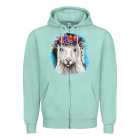 Seafoam Sunflower Sheep With Background Zipper Hoodie - RanaPortraitStore