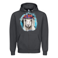Smoke Sunflower Sheep With Background Zipper Hoodie - RanaPortraitStore
