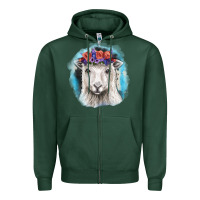 Sports Green Sunflower Sheep With Background Zipper Hoodie - RanaPortraitStore