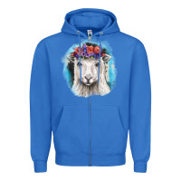 True Royal Sunflower Sheep With Background Zipper Hoodie - RanaPortraitStore