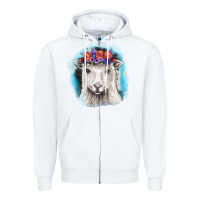 White Sunflower Sheep With Background Zipper Hoodie - RanaPortraitStore