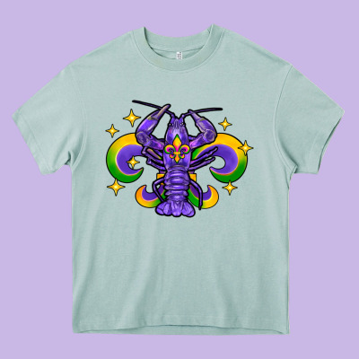Mardi Gras Crawfish 2 Heavy Core Tee Designed By Fadigitalartstudio