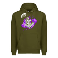 Army Green techno astronaut electronic music rave festival raver t shirt Premium Hoodie - linhVisuals