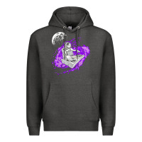 Charcoal Heather techno astronaut electronic music rave festival raver t shirt Premium Hoodie - linhVisuals