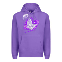 Purple techno astronaut electronic music rave festival raver t shirt Premium Hoodie - linhVisuals