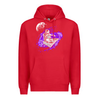 Red techno astronaut electronic music rave festival raver t shirt Premium Hoodie - linhVisuals