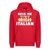 Red kiss me im italian t  shirt kiss me i'm irish italian patriotic st pat Premium Hoodie - linhVisuals