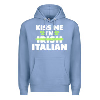 Colony Blue kiss me im italian t  shirt kiss me i'm irish italian patriotic st pat Premium Hoodie - linhVisuals