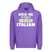 Purple kiss me im italian t  shirt kiss me i'm irish italian patriotic st pat Premium Hoodie - linhVisuals