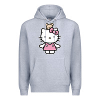 Heather Grey kitty Premium Hoodie - linhVisuals