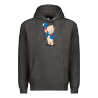 Charcoal Heather porky pig Premium Hoodie - linhVisuals