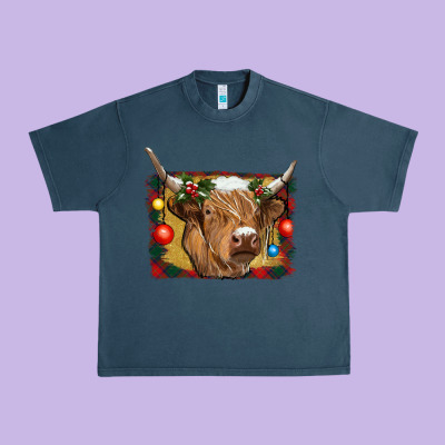 Highland Cow Christmas Urban Heavy Tee Designed By Ranaportraitstore